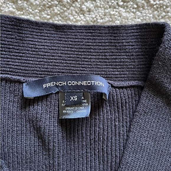 French Connection Navy Caballo Lace Knit Floral Long Sleeve Womens Sweater XS - Picture 2 of 7